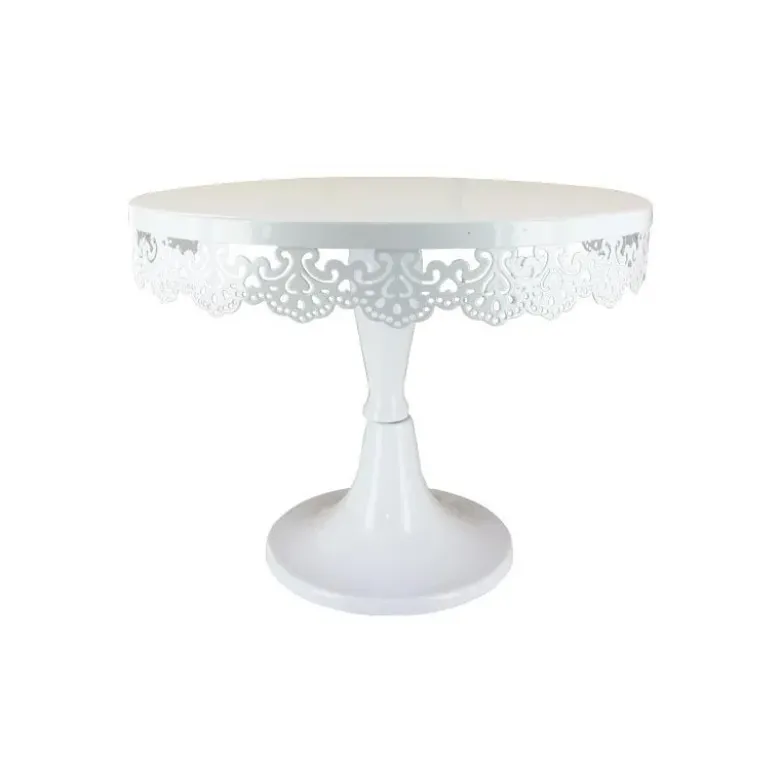 Présentoir gâteau blanc broderie Ø 23 cm
