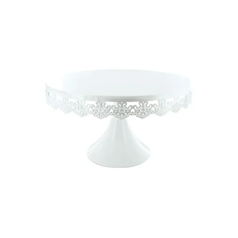 Présentoir gâteau blanc broderie Ø 30 cm