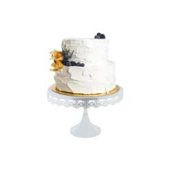 Présentoir gâteau blanc broderie Ø 30 cm