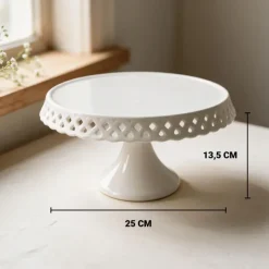 Présentoir gâteau en céramique dentelle fantaisie 25 cm