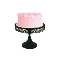 Présentoir gâteau noir broderie Ø 23 cm