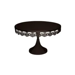 Présentoir gâteau noir broderie Ø 30 cm - hauteur 19 cm