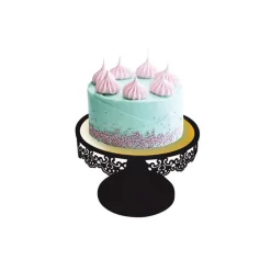 Présentoir gâteau noir broderie Ø 18 cm