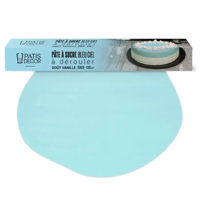 Pâte à sucre bleue pastel étalée - DDM02/26