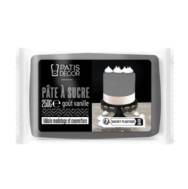 Pâte à sucre gris 250 g - DDM 09/26