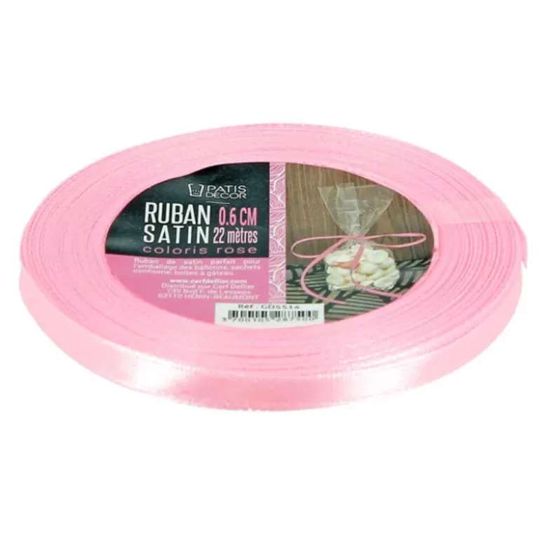 Ruban rose satiné - 22 m