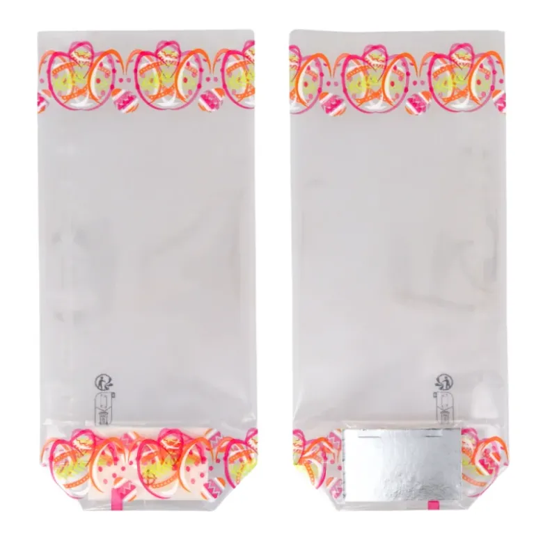 5 sachets fond carton œufs de Pâques + liens- 10 x 22 cm