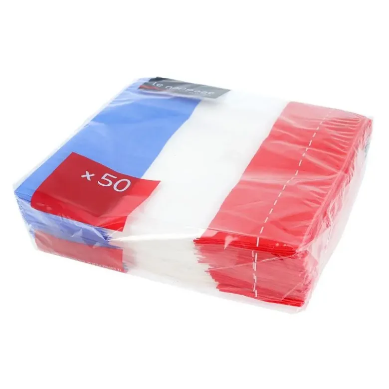 50 Serviettes de table bleu blanc rouge