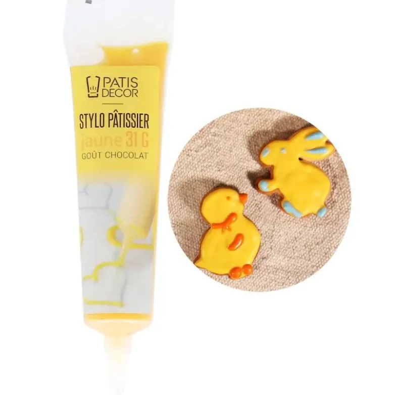 Stylo pâtissier jaune goût chocolat - DDM 05/26