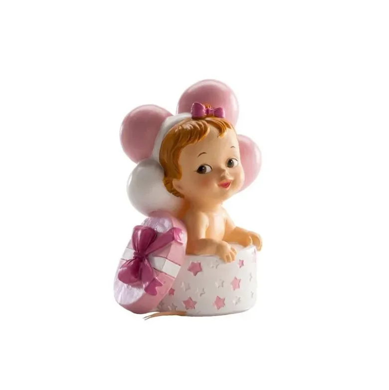 Sujet de baptême bébé fille dans boîte à cadeau