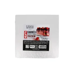 Supports cartonnés à gâteaux carrés blanc et noir 20x20cm (x5)